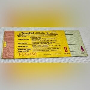 4 Disneyland Vintage Tickets 3 D 1 A 1960’s Junior Ticket Book